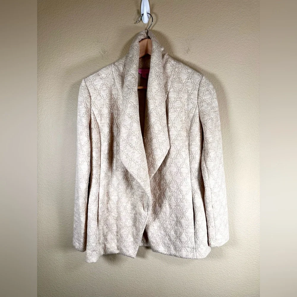 Lilly Pulitzer Brea Wrap Heathered Wheat Lurex Knit Mizner Jacquard Gold Jacket